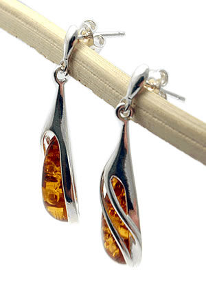 AM386 Honey Amber Peardrop Earrings