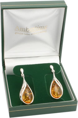 AM386 Honey Amber Peardrop Earrings
