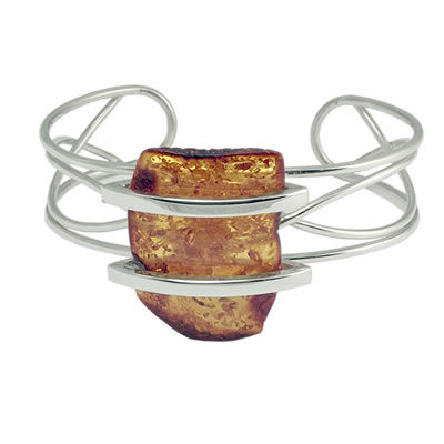 AM398 Honey Baltic Amber Handmade Cuff Bangle