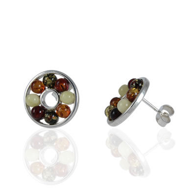 AM4007 Multi Colour Amber Bead Earrings