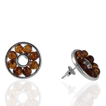 AM4008 Honey Amber Bead Circles Earrings