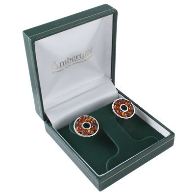 AM4008 Honey Amber Bead Circles Earrings