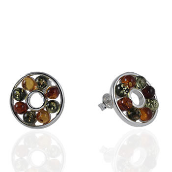 AM4009 Multi Coloured Amber Circles Earrings
