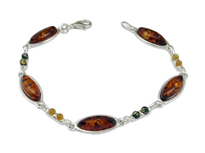 AM408 Multi Colour Marquise Amber Bracelet