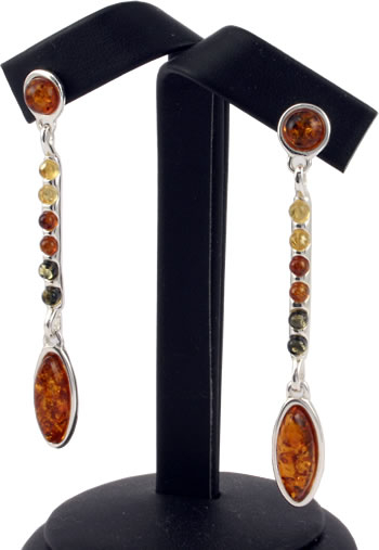 AM410 Multi Colour Marquise Amber Drop Earrings
