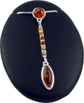 AM411 Multi Colour Marquise Amber Drop Pendant