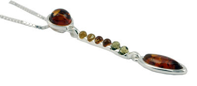 AM411 Multi Colour Marquise Amber Drop Pendant