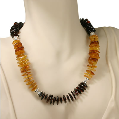 AM417 Cherry and Honey Amber Discs Necklace