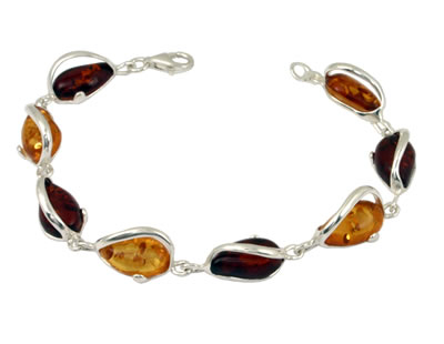AM424 Honey and Cognac Pearcut Amber Bracelet