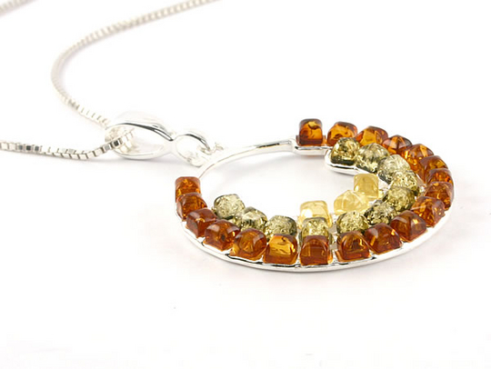 AM433 Multi Colour Amber Circle Pendant