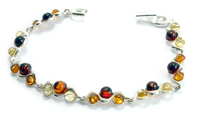 AM449 Triple Multi Colour Amber Bead Bracelet
