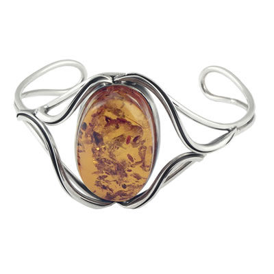 AM494 Handmade Baltic Amber Cuff Bangle
