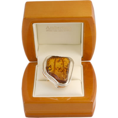 AM499 Handmade Large Honey  Baltic  Amber Ring