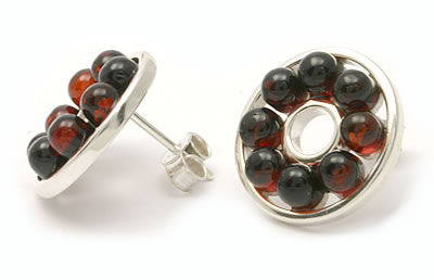 AM514 Round Cherry Amber Earrings