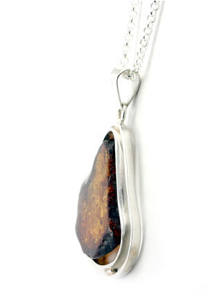 AM529 Freeform Baltic Amber Slice Pendant