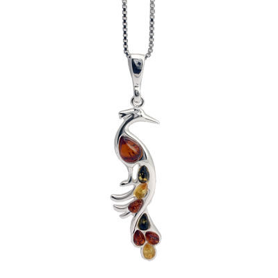 AM534 Multi Colour Amber Bird Pendant