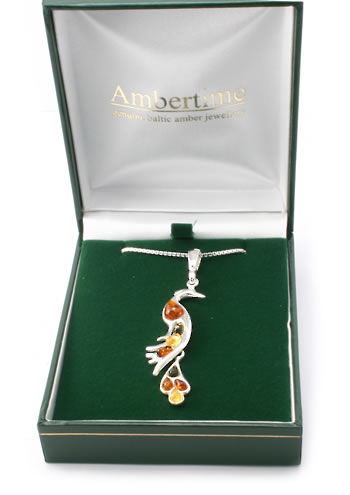 AM534 Multi Colour Amber Bird Pendant