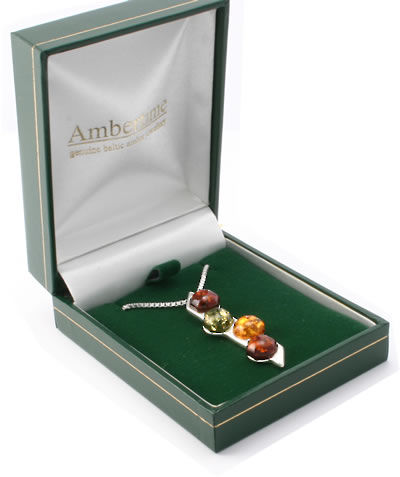 AM536 Octagonal Cut Multi Colour Amber Pendant