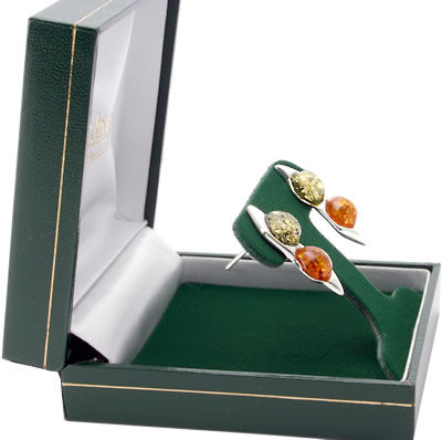AM537 Octagonal Cut Multi Colour Amber Earrings