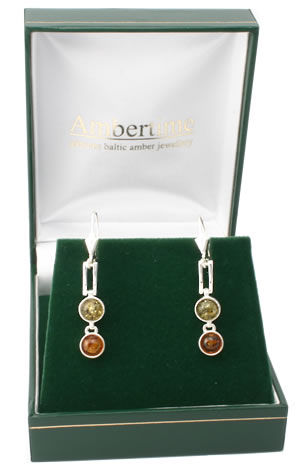 AM541 Honey and Green Amber Drop Earrings