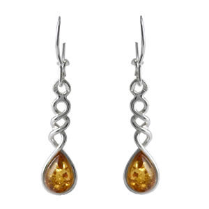 AM555 Honey Amber Celtic Drop Earrings