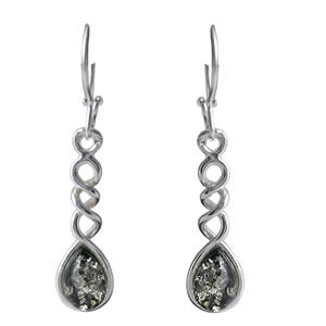 AM556 Green Amber Celtic Drop Earrings