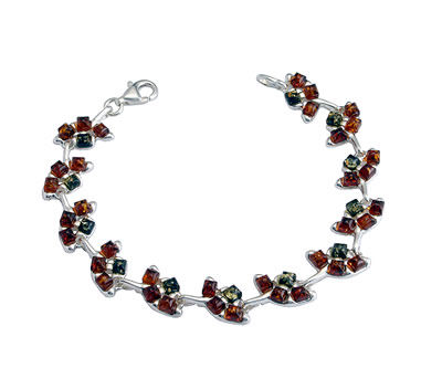 AM559 Green and Cognac Amber Bracelet