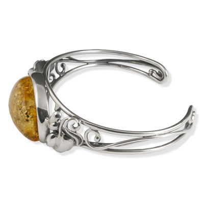AM562 Green Baltic Amber Handmade Cuff Bangle