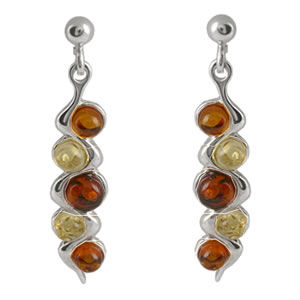 AM577 Multi Coloured Amber Bead Earrings