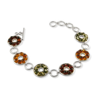 AM581 Multi Colour Round Amber Bead Bracelet