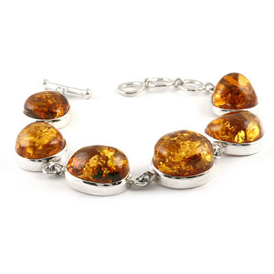 AM592 Heavy Adjustable Honey Amber Bracelet