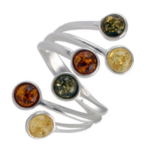 AM597 Double Multi Coloured Amber Spray Ring