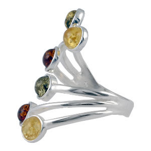 AM597 Double Multi Coloured Amber Spray Ring