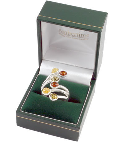 AM597 Double Multi Coloured Amber Spray Ring