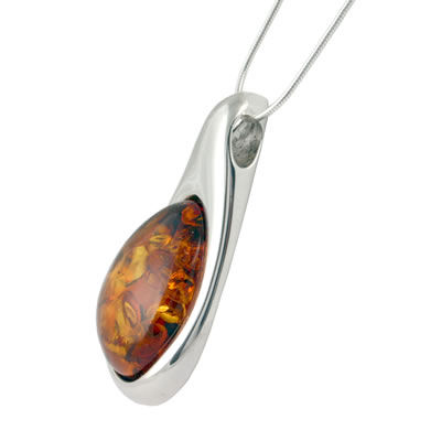 AM598 Large Amber Peardrop  Pendant