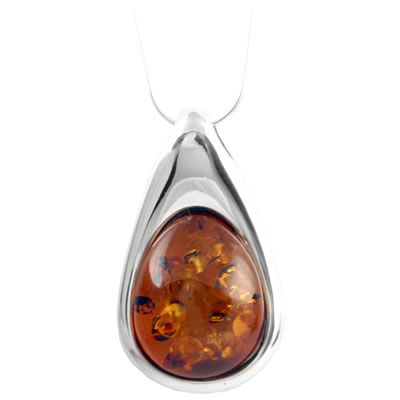 AM598 Large Amber Peardrop  Pendant
