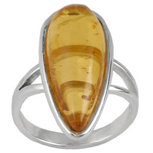 AM706 Honey Amber Pearcut Silver Ring