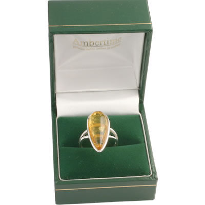 AM706 Honey Amber Pearcut Silver Ring