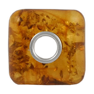 AM712 Square Cognac Amber Charm Bead