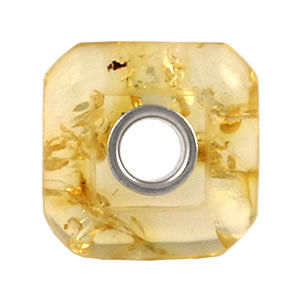 AM716 Square Lemon Amber Charm Bead