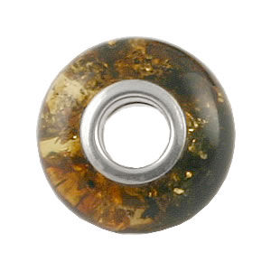 AM722 Green Amber Charm Bead