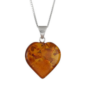 AM734 Small Amber Heart Pendant