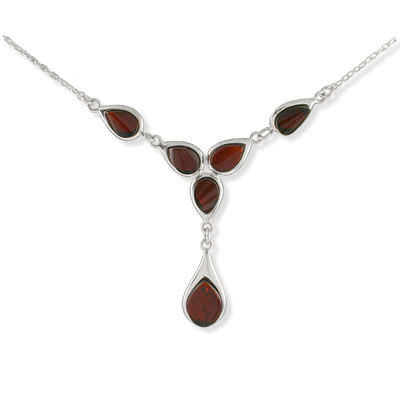 AM735 Cherry Amber Silver Necklace