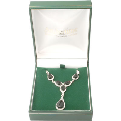 AM735 Cherry Amber Silver Necklace