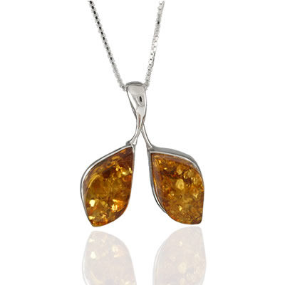 AM786 Double Leaf Amber Pendant