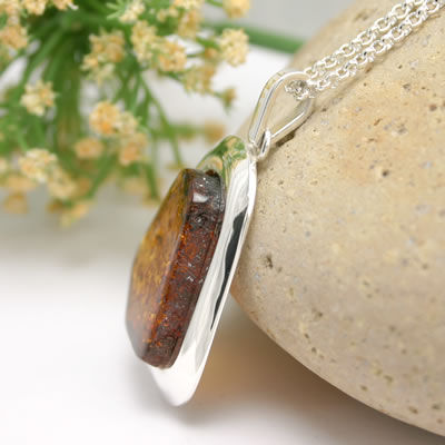 AM789 Baltic Amber Handmade Silver Pendant