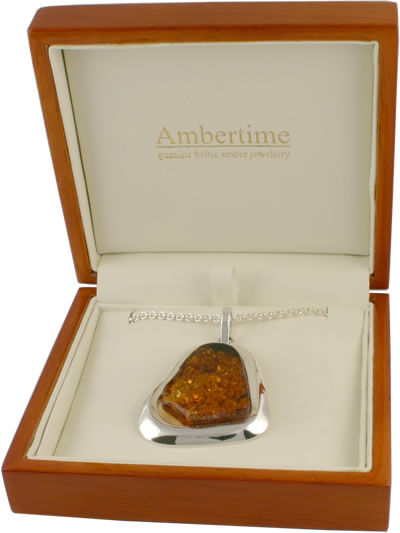 AM789 Baltic Amber Handmade Silver Pendant