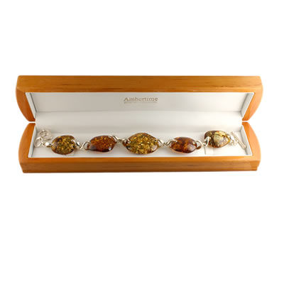 AM902 Adjustable Mulit Coloured Amber Handmade Silver Bracelet