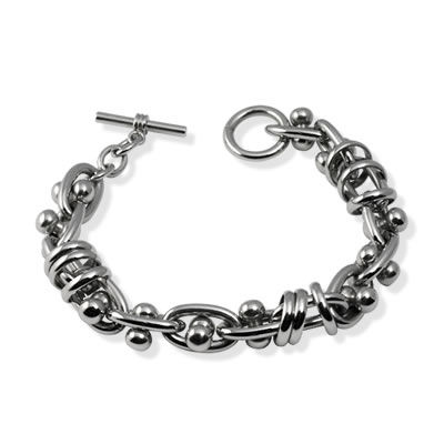 STBR8 Stainless Steel Dumbell and Link Bracelet