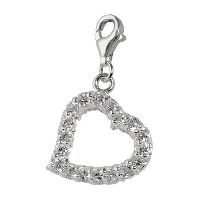 CC003 Cubic Zirconia Heart Clip on Charm